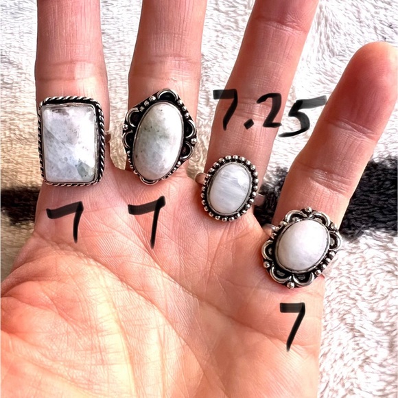 925 Rainbow Flash Moonstone Necklace + Ring Set - Picture 7 of 9